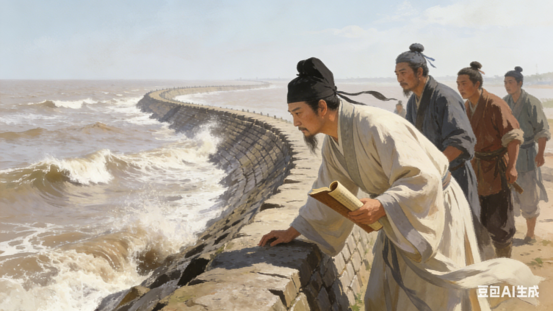 AI生成钱暄海塘治水